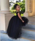 Lovely Flower Girl Dress Black Sleeveless Tulle Tutu Hi-lo Princess Pageant Gown
