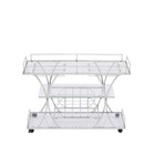 4-bottle Sliver 3-glass Shelves Serving Trolley Bar Cart With Durable Metal Fram