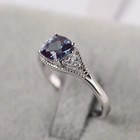 Alexandrite Split Band Milgrain Ring Antique Cushion Cut Engagement Ring