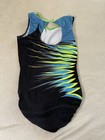 Gk Elite Gymnastics Leotard Adult Medium Pre-owned Am Blue Green Black Sparkle