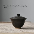 120ml Coarse Pottery Gaiwan Tea Lid Set Tea Tureen Tea Brewing Cover Bowl 