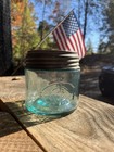 Antique Gilcrist Gjco Aqua Pint Fruit Jar With Original Lid 
