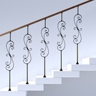 5pcs Iron Stair Baluster  -  S Scroll Stair Spindles - Black Hollow Wrought Iron