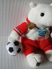 Vintage 2004 Coca-cola Polar Bear Soccer Plush Bean Bag Athens Olympics Small