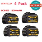 4 Pcs Dcb609 For Dewalt Flexvolt 20v 60v 12ah Max Li-ion Battery Dcb606