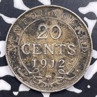 1912 Newfoundland 20 Cents Lot f3119 Silver 