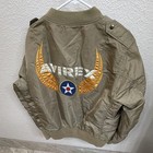 Avirex Men s Nylon Bomber Jacket Full Zip Embroidered Logo Beige orange L