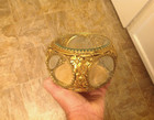 Vintage Vanity Filigree Gold Gilt 5 Panel Beveled Glass Casket Ormolu Box
