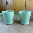 Set Of 4 Fire King Jadeite D Handle Coffee Cups Oven Ware 1950s Vintage