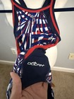 Dolfin Competitive Racerback One Piece Swimsuit Size 28 Polyester Red white blue