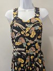 Vintage Sue Wong  Sun Dress Black Pineapple Tropical Island Novelty Rockabilly S