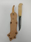 Vintage Yllas Finnish Puukko Nordic Wood Handle Sami Knife   Reindeer Fur Sheath