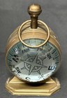 Nautical Style Desk Clock Round Brass Bubble With Faux Compass On Back