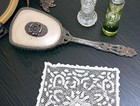 Vintage Ornate Silver Tone Metal Vanity Hair Brush Floral Medallion Wysiwyg