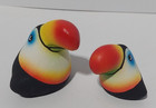 Vintage Hand Painted Toucan Birds Ceramic Folk Art Figures  Costa Rica