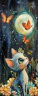 Starry Night Cat Bookmark -  Whimsical 6x2 Gift For Book Readers  Laminated
