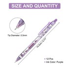 12pcs Erasable Gel Pens  0 5mm Erasable Pens  Purple Ink