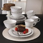 16pc White Stoneware Dinnerware Set Embossed Trellis Service 4 Plates Bowls Mugs