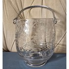 Vintage Depression Style Etched Floral Glass Ice Bucket With Metal Handle