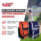 No Errors Top Pick Baseball   Softball Backpack Holds Dualgloves  4 Bats helmet