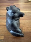 Vintage Carved Black Soapstone Boma Canada Polar Bear Sign Figurine  Inuit 3  