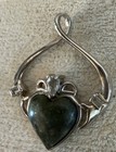 Sterling Silver Connemara Marble   Genuine Stone Irish Claddagh Pendant Only