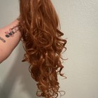 Long Curly Auburn copper Red Synthetic Wig  Classic Cap  Free-part  Elastic