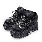Men Couple Gothic Ankle Rock Boots Punk Lace-up Heel Height Platform Metal Shoes