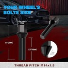 M14x1 5 Black Wheel Lug Bolts  Wheelbolt Thread For 45mm Thread Length Black