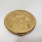 Vtg Richard Hudnut Makeup Compact Goldtone Embossed Birds Flowers Art Deco 1930s