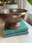 Vintage Copper Kitchen Strainer Colander With Brass Handles   Copper Kitchen