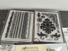 Clear Acrylic Stamp Lot And Stamp Block Lot Of 13 Flowers Scrolls Leaves Damask
