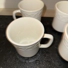 6 Pier 1 One Mugs White Embossed Lattice Ceramic Coffee Cup Italy Basket Relief