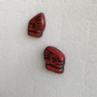 Vintage Tribal Design Earrings Red Black Wood Screw Back Bohemian Retro Unique