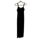 Vintage 90   s Onyx Nite Black Velvet Slit Leg Sleeveless Maxi Dress Size 8