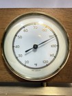 Vintage West Germany Barometer Thermometer Wood Brass Tone Desk Weather Station