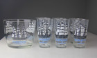 Vintage Hazel Atlas Clipper Ships Ice Bucket And 6 Cocktail Glasses