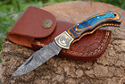 Bench Damascus Made Folding Knife Pocket Knife Handmade Damascus Folding Knife