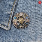 Vintage Sun Moon Star Zodiac 2d Metal Glass Enamel Pin Brooch