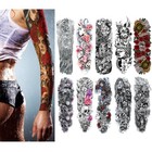 10 Pcs Full Arm Temporary Tattoo Sleeve Fake Tattoo Sticker Waterproof Men Women