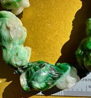 Grade A Jadeite jade Carved Two Color  Pixui Amulet Bracelet Look    