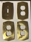 Vintage Lot Of 4 Solid Brass Electric Outlet Wall Switch Plate Covers   matching