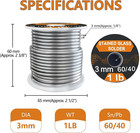 60 40 Solder For Stained Glass  1 8  3mm  Dia  4 Lb Pack  Supplied By