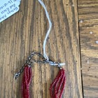Vintage Red Glass Beaded Pendant Necklace Glass Pendant Lobster Closure