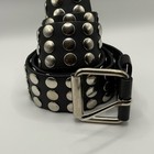 Vintage Black Leather Studded Belt Punk Rock Gothic Metal 85 34 Made In France
