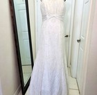 Davids Bridal Wedding Dress Size 12 Ivory Trumpet Beaded Lace