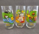 Camp Snoopy Mcdonald s Glasses Vintage 14 Oz 1983 Set Of 3 Peanuts Charlie Brown