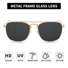 Retro Square Aviator Sunglasses Premium Glass Lens Flat Metal Eyewear Men Wom   