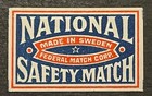 Travelstamps  Sweden Matchbox Label - National Safety Match - Small Size