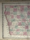 1870 Colton s Iowa Original Antique Hand Coloured Map 28  X 17 